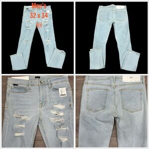 Men’s Urban Outfitters BDG 32 x 34 Jean Denim Destroyed Jeans Blue Stretch NWT